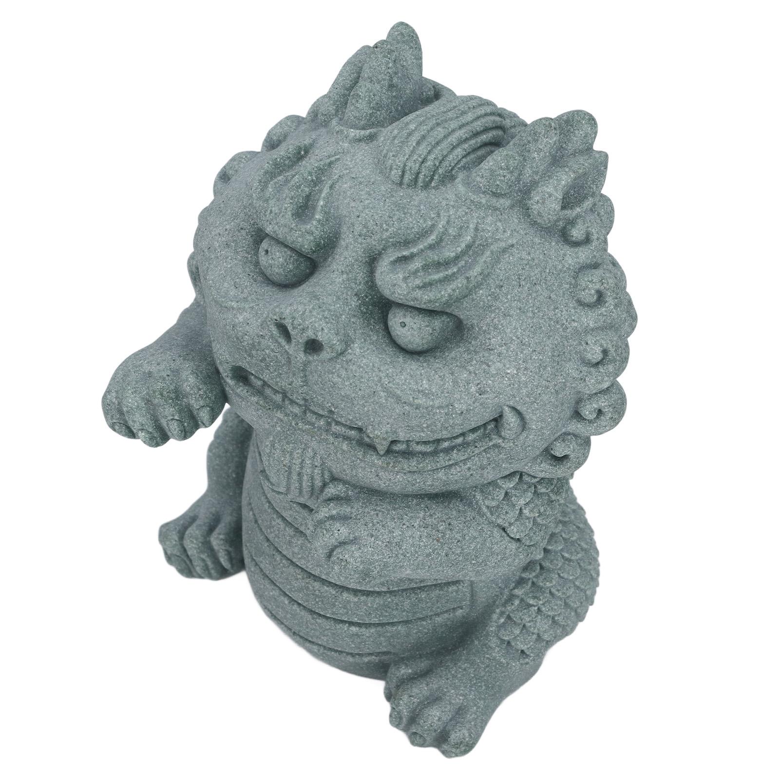 

Китайский чайный питомец 13,5x9,5x9,5 см из зеленого песчаника, изысканная реалистичная скульптура Цилинь для украшения