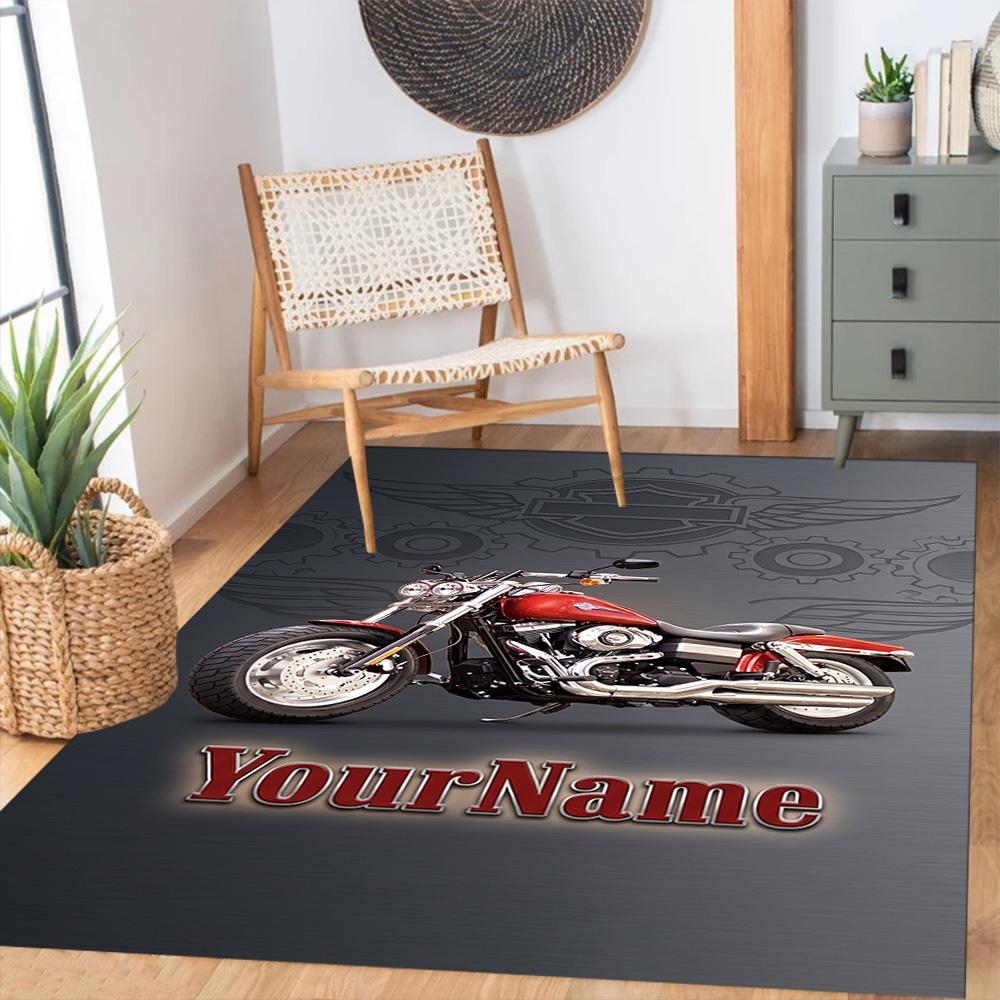 Harley-davidson Motorcycles Customizable Name Floor Mat Suitable for Outdoor Hallway Entryway Kitchen Antislip Carpet Decorate Offices