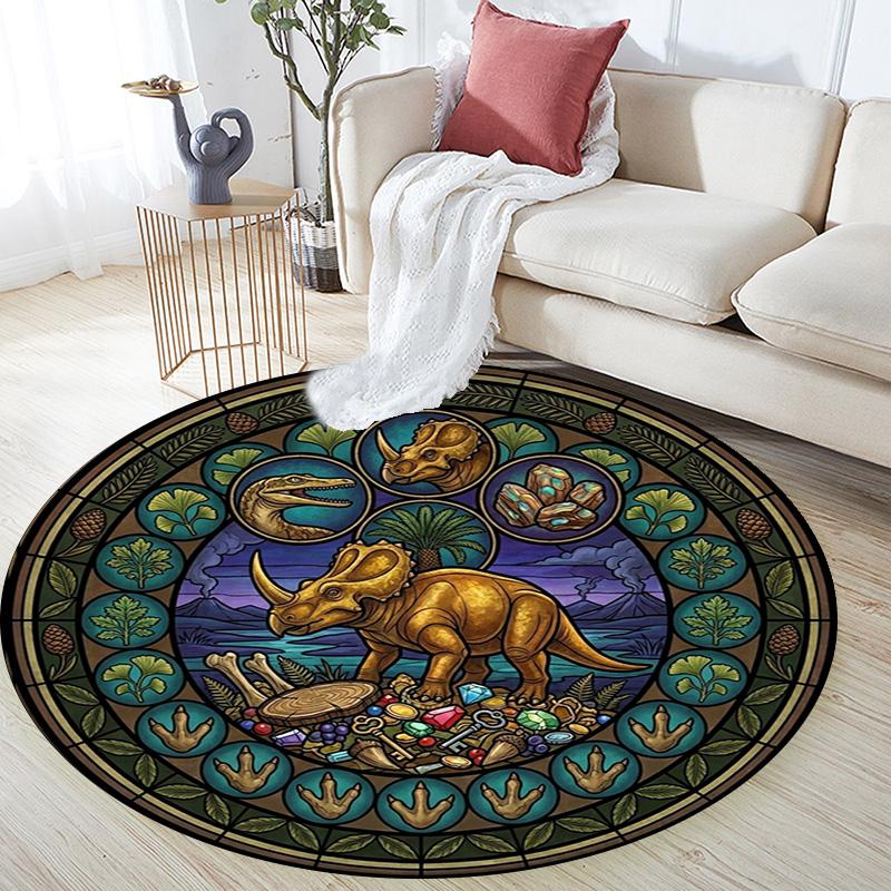Prehistoric Fossil Art Round Area Rug Under Office Chairs Bedroom Living Room Home Decor