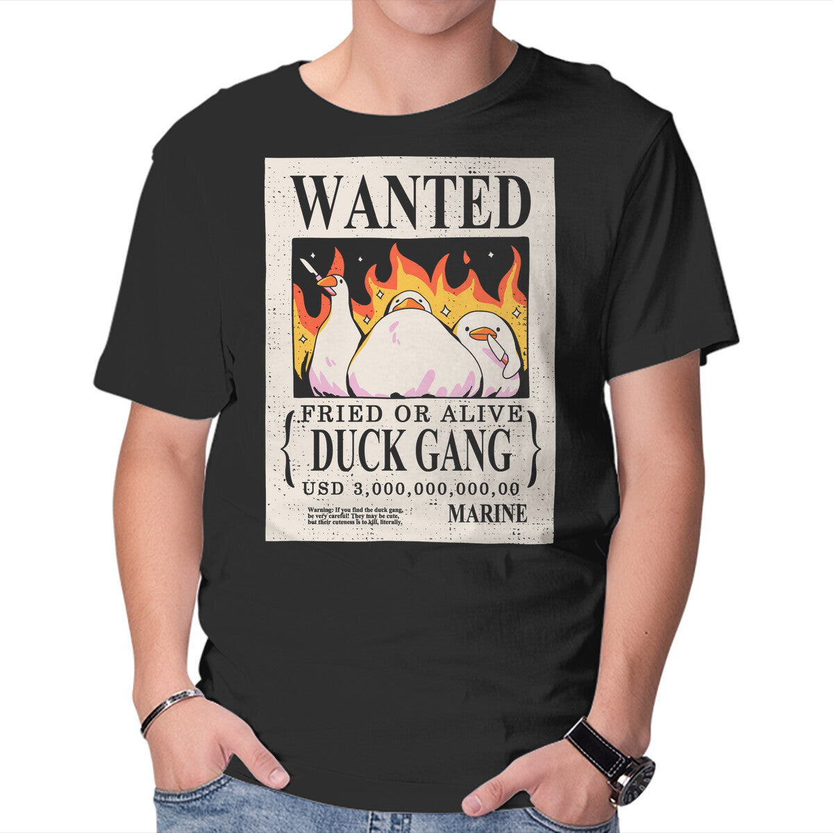 Unisex Crew Neck T-Shirt Duck Gang Graphic Short Sleeve Casual Tee S