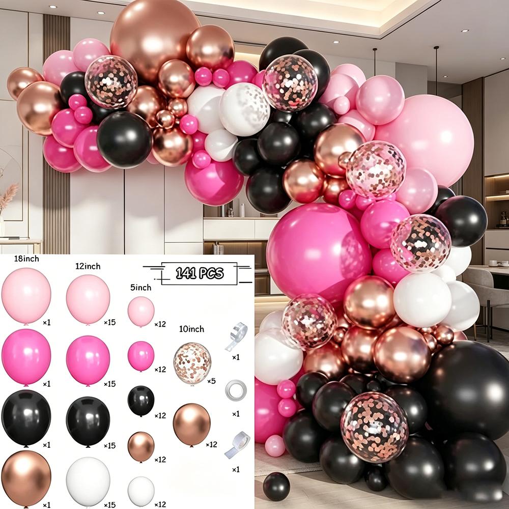141pcs Premium Balloon Garland Arch Kit Shiny Chrome Latex Balloons for Bridal Shower Bachelorette Birthday Party Wedding Decor