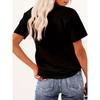 European Size 1pc Women'S Casual Crew Neck T-Shirt with Golden Lion & Letter Print, Slight Stretch Knit Fabric, All-Season Polyester Top In Black