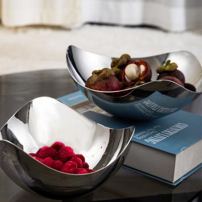 Stainless Steel Fruit Bowl Luxury Large Nuts Food Plate Living Room Kitchen Fruit Bowls Simple Nordic Petal Tray Home Decoration