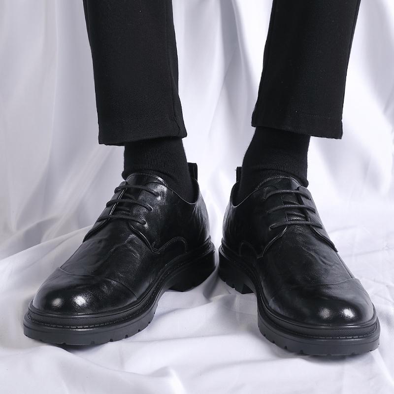 Oficjalne buty wizytowe męskie sznurowane moda Wiosna Jesień Włoskie Obuwie Eleganckie Klasyczne Prawdziwa Skóra But dla Mężczyzn