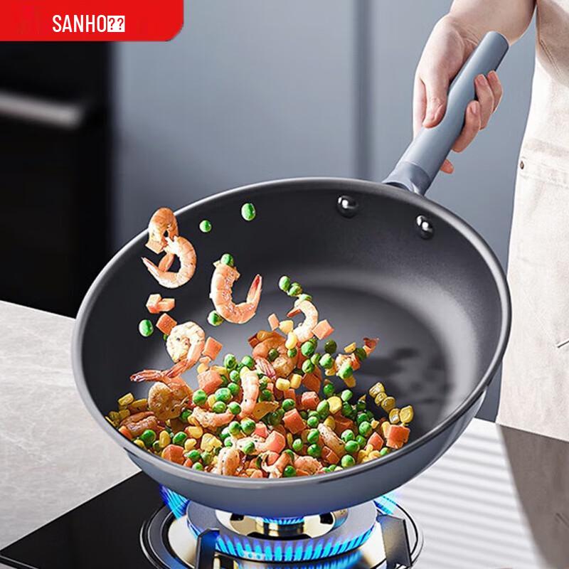 Sanhe Titanium Alloy 0-Coating Non-Stick Wok