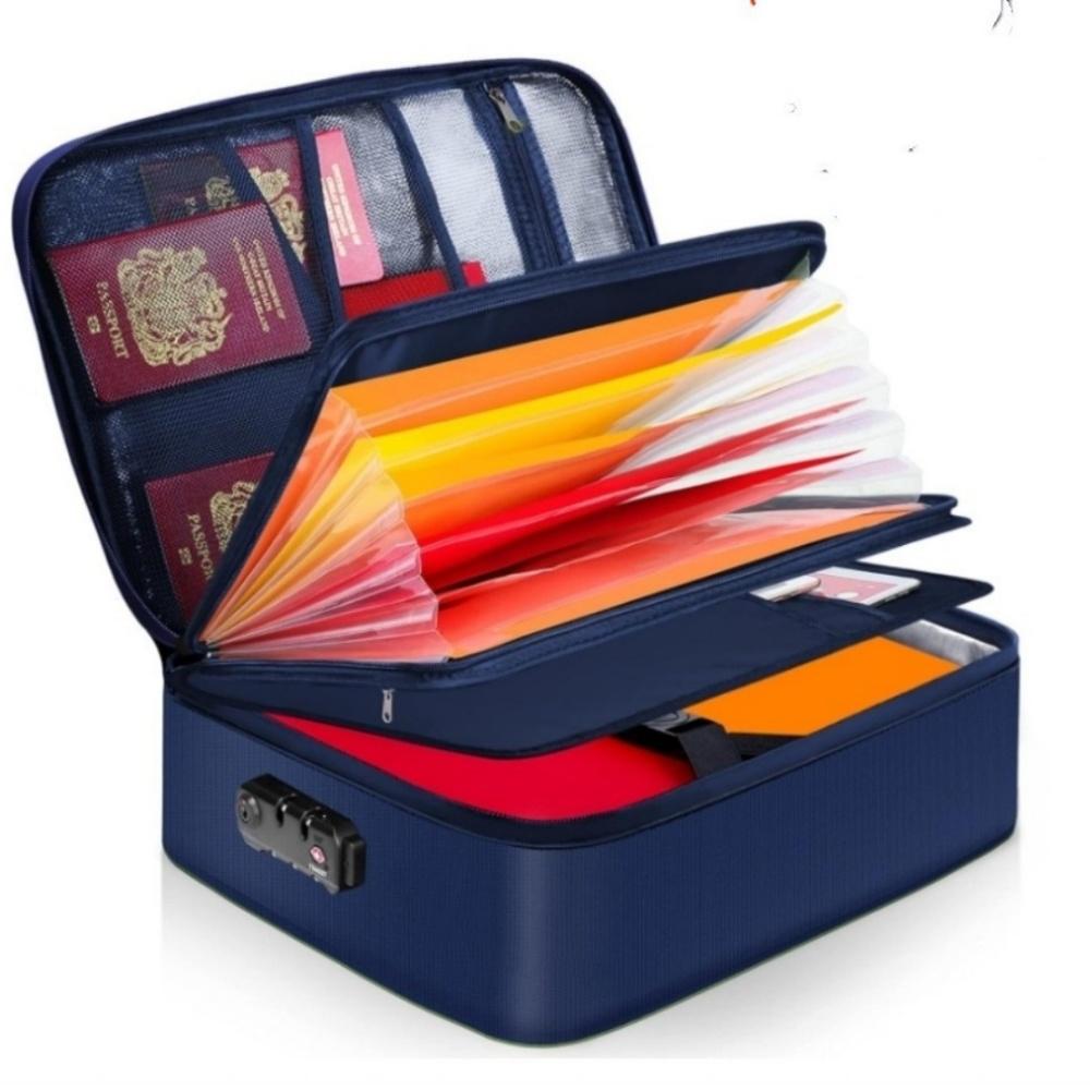 Accordion File Folder Easy-To-Carry Document Organizer Box Fireproof Document Bag Silicone-Cloth Waterproof Document Bag