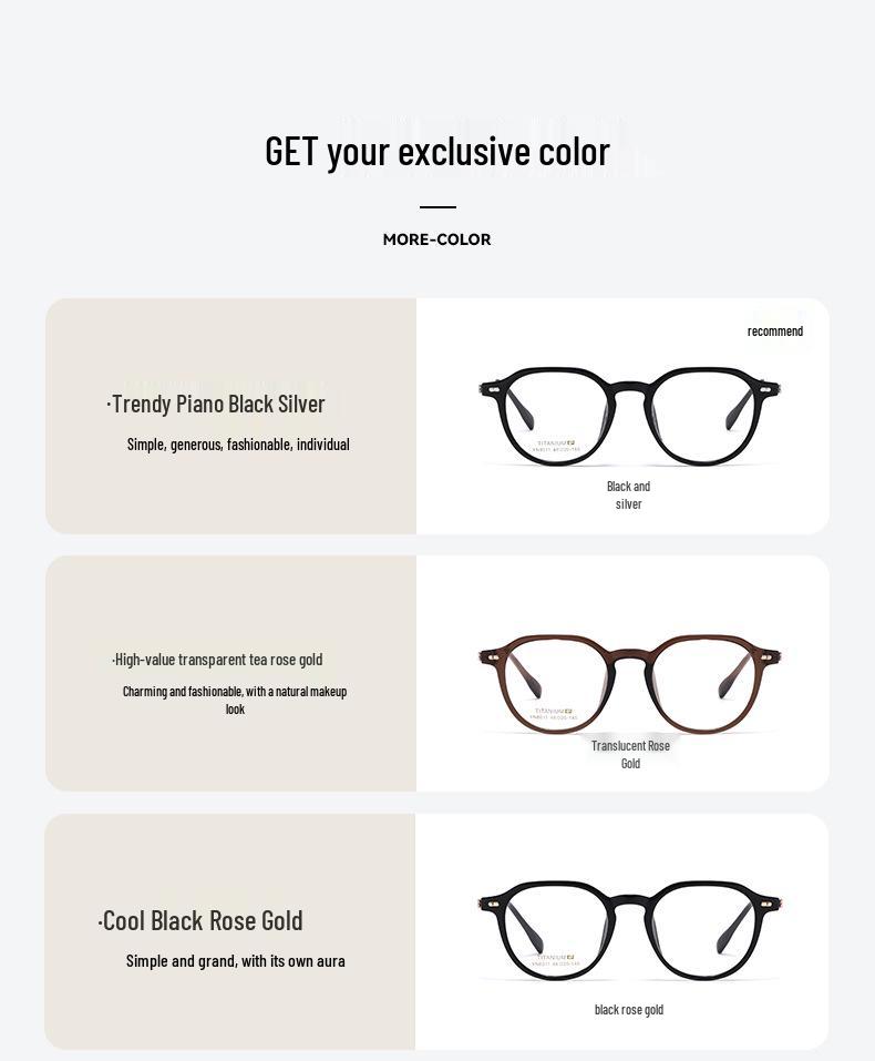 New TR Titanium Ultra-Light Korean Style Eyeglass Frame - Trendy, Versatile & Artistic Retro Design