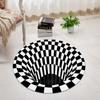 3D Round Carpets for Living Room Simple Black&White 3D Stereo Vision Carpet Area Rugs Geometric Anti-Skid Home Bedroom Floor Mat
