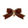 French Court Retro Burgundy Velvet Love Bow Brooch Autumn and Winter Lolita Bow Tie Women's Neckline Accessories