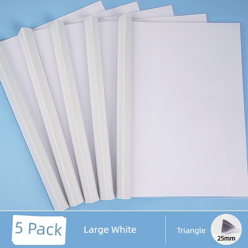 

Folder File Test Paper Storage Transparent Book Wallet Book Classification Clip Student Stationery Notebook Case Report Cover Pull Rod Office Supplies 5-Pack / White / Triangular Shaft