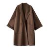 Cappotto Invernale da Donna Taglie Forti Ispessito Ampio Collo a Revers Maniche Lunghe Monocolore Prova Freddo Tasche Collo a Tacca Capospalla