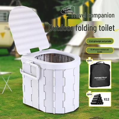 Portable Odor-Proof Outdoor Folding Toilet with Solidifier for Camping and Emergencies