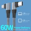 Double-ended Type-c PD Fast Charging Data Cable C to C 90 Degree Elbow 60W Notebook Computer Mobile Phone Charging Cable