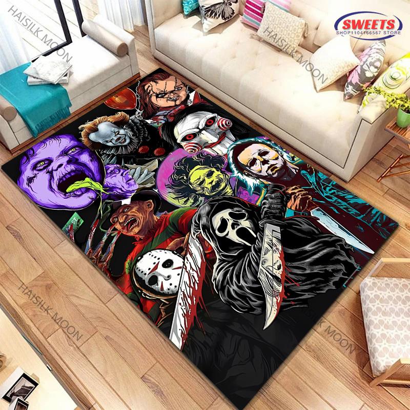 1PC Halloween Horror Thriller Carpet New Release! Rug for Living Rooms Bedrooms,Machines Washable Mat Gift for Boyfriend Son Dad