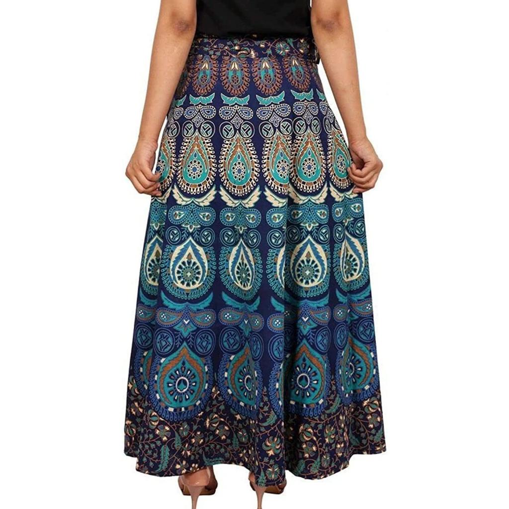Gonna a portafoglio rotonda stampata Jaipuri in puro cotone, abbigliamento casual Bollywood, gonna bellissima