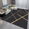 Black Gold Cross Line Living Room Bedroom Carpet Large Size Minimalist Design Anti-slip Rug for Home Decor