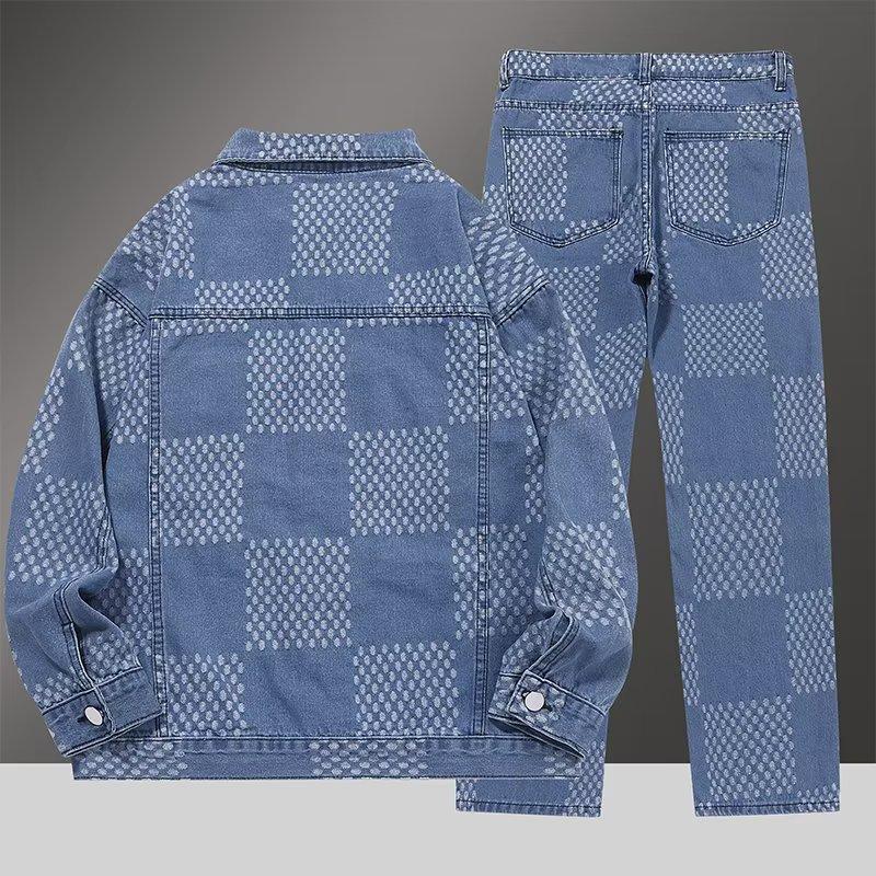 Lente Herfst Denim Kledingset voor Heren Stijlvol Jasje Jeans 2-delige Set Working Class Stijl Gedurfd Mode Statement
