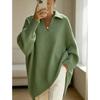 2026 Fall Winter Solid Color Long Sleeve Knit Sweater Women Loose Oversized Turtleneck Collar Pullover