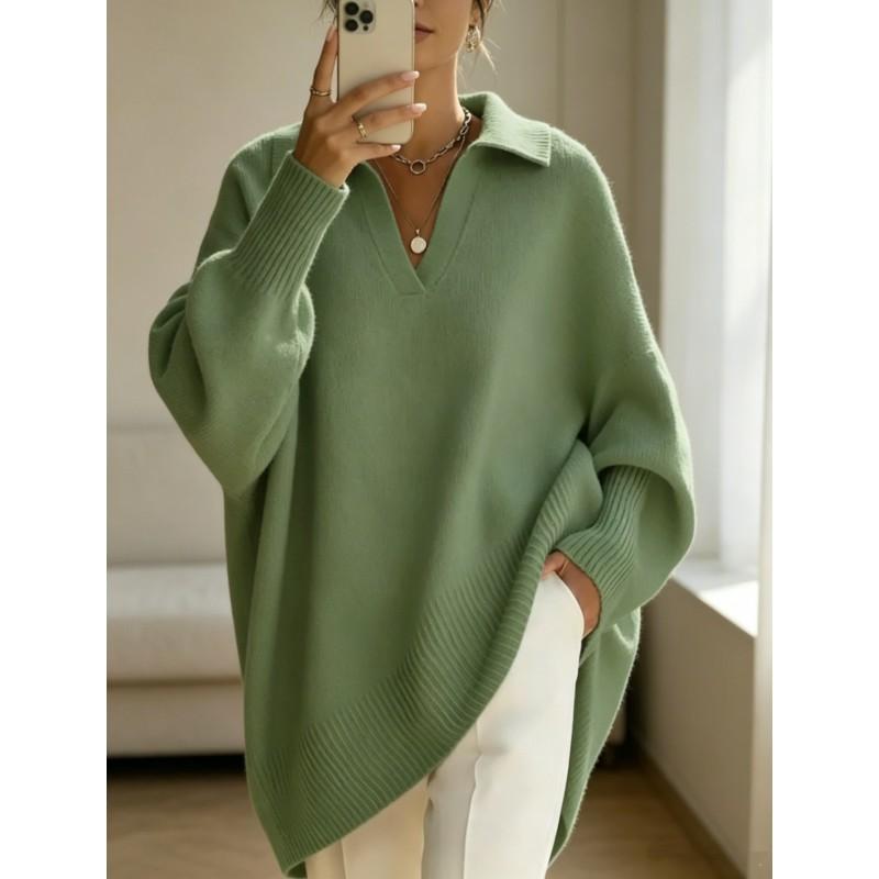 2026 Fall Winter Solid Color Long Sleeve Knit Sweater Women Loose Oversized Turtleneck Collar Pullover