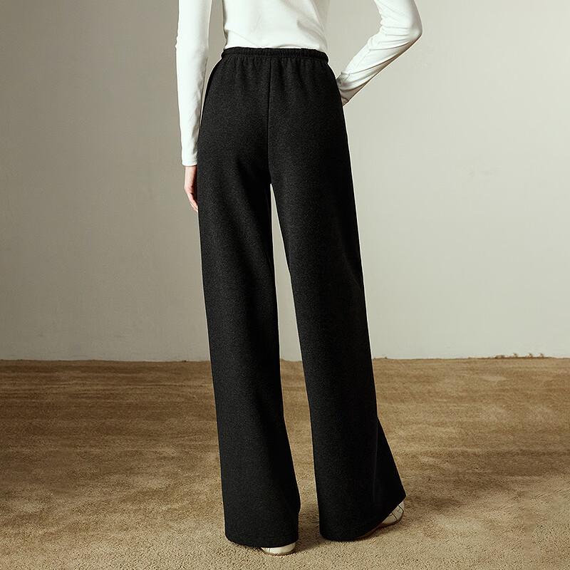 Chuyu Women's Winter Commuter Fleece-Lined Wide-Leg Casual Pants