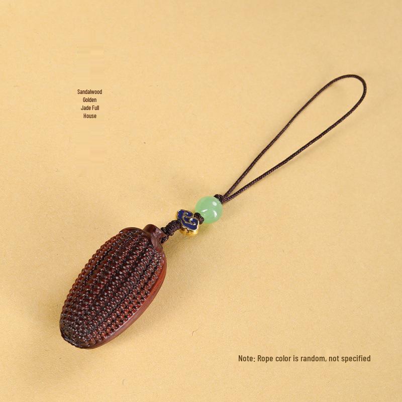 Golden Jade Rainbow Wood Carving Keychain Pendant & Phone Strap