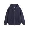 450g Fleece-Lined Drop Shoulder Pure Cotton Zipper Hoodie (No Hood, Large Fit, Double Zipper, Same Color Base, Trendy Brand)