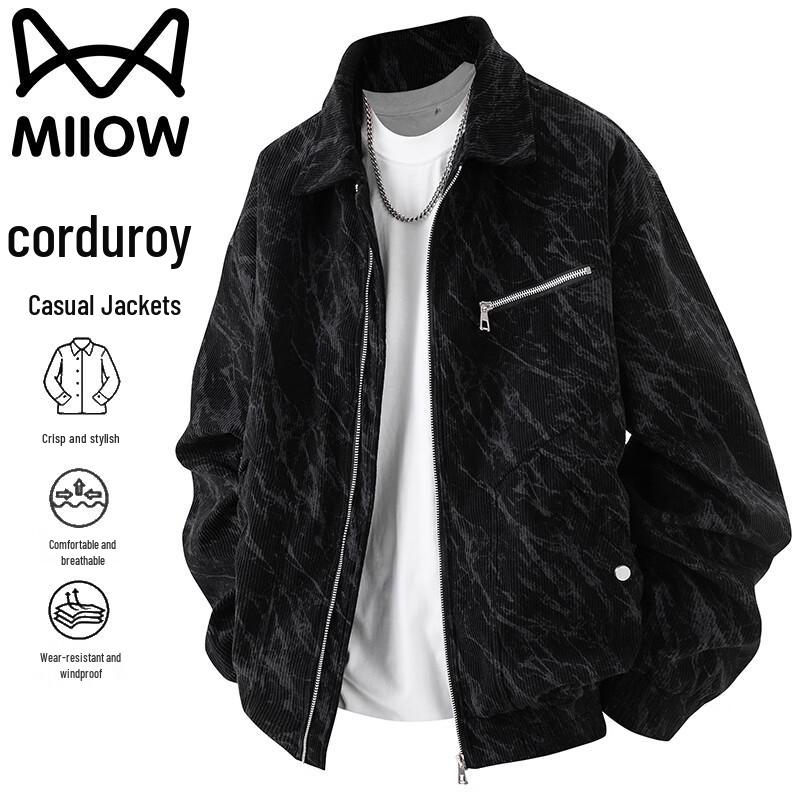 

Mao Ren Men s Corduroy Lapel Jacket 3XL