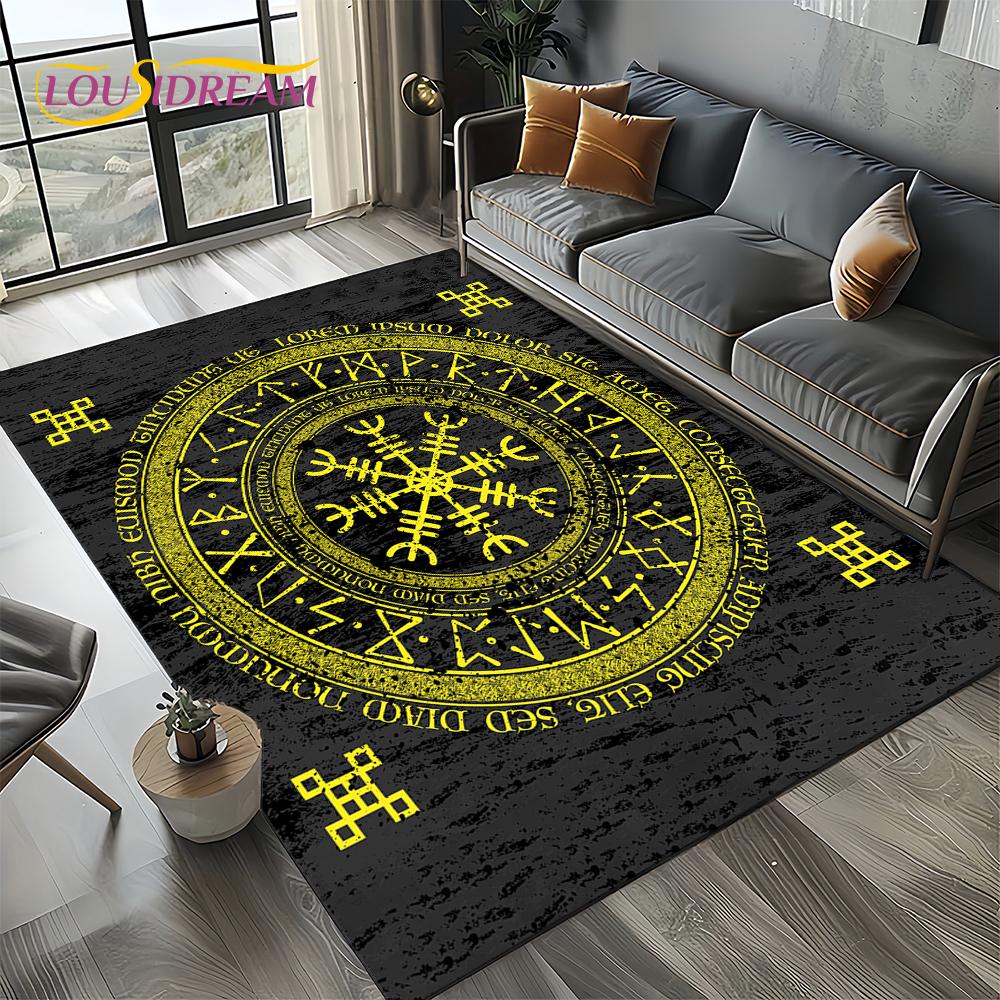 Odin Viking Symbol Valknut Nordic Valhalla Carpet Rug for Living Room Bedroom Home Sofa Decoration,Area Rug Non-slip Floor Mat