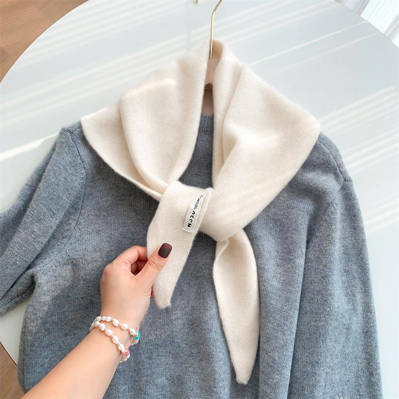 Women's Wool Knitted Triangular Shawl Scarf - Autumn/Winter Multifunctional Warm Headscarf
