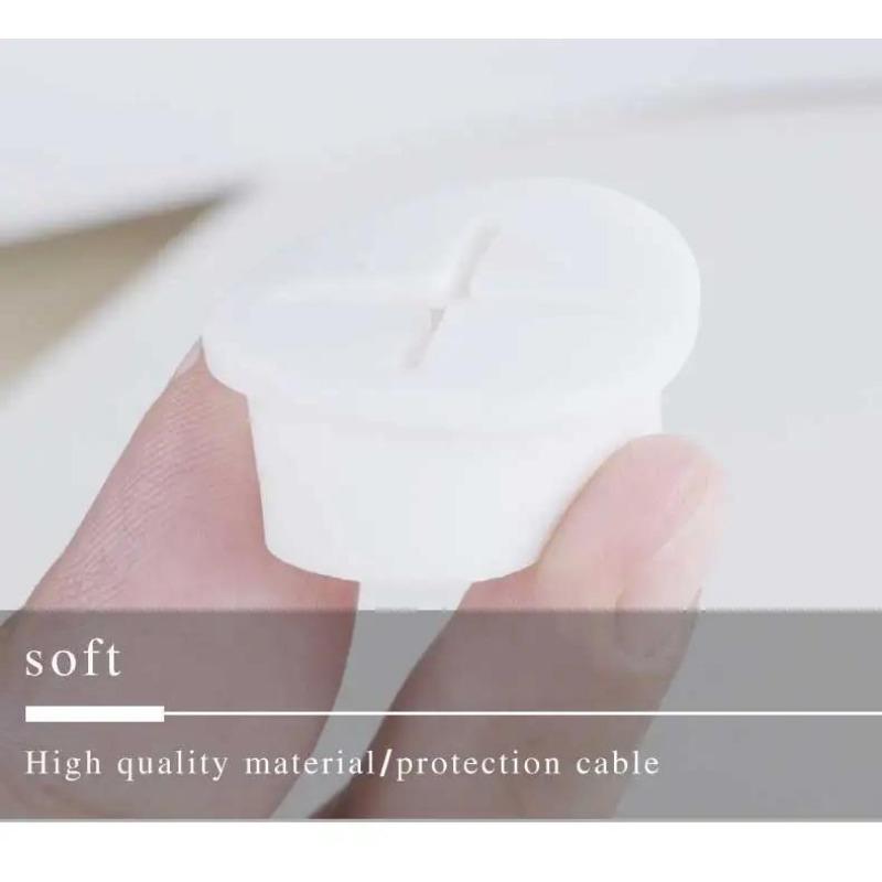 10PCS Desktop Cable Sealing Ring, Flexible Silicon Cable Hole Cover, Wire Finisher, Cable Passing, White/Black Round Washer