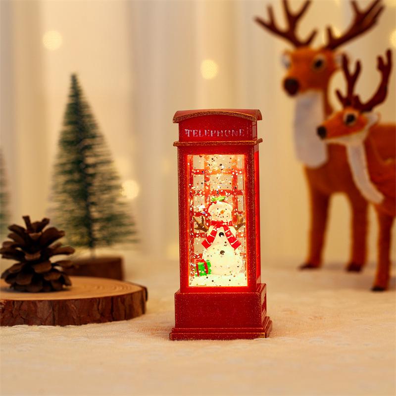 Leuchtendes Weihnachts-Telefonzellen-Ornament mit Öllampen-Szene zur Innendekoration