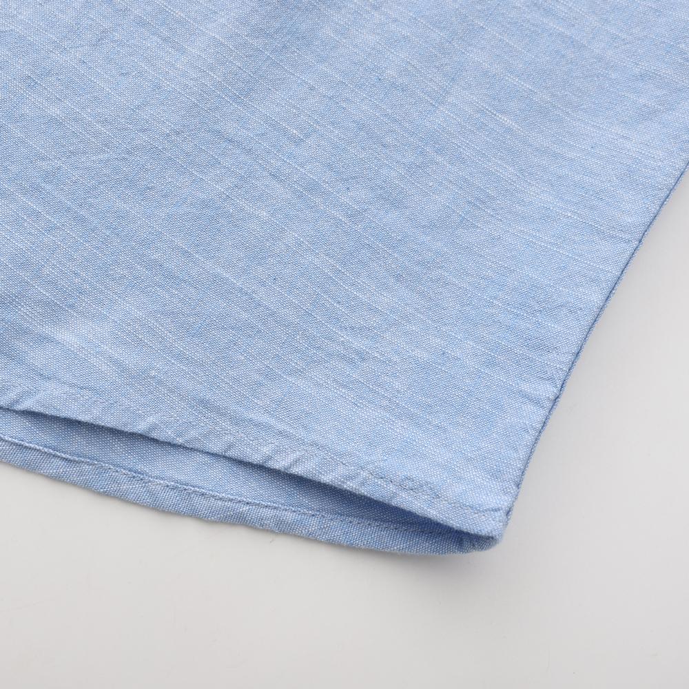 Cămașă Casual cu Mânecă Lungă Slim Fit pentru Bărbați - Amestec Respirabil și Moale de Bumbac și In pentru Primăvară/Vară, Guler cu Nasturi și Buzunar la Piept Stâng