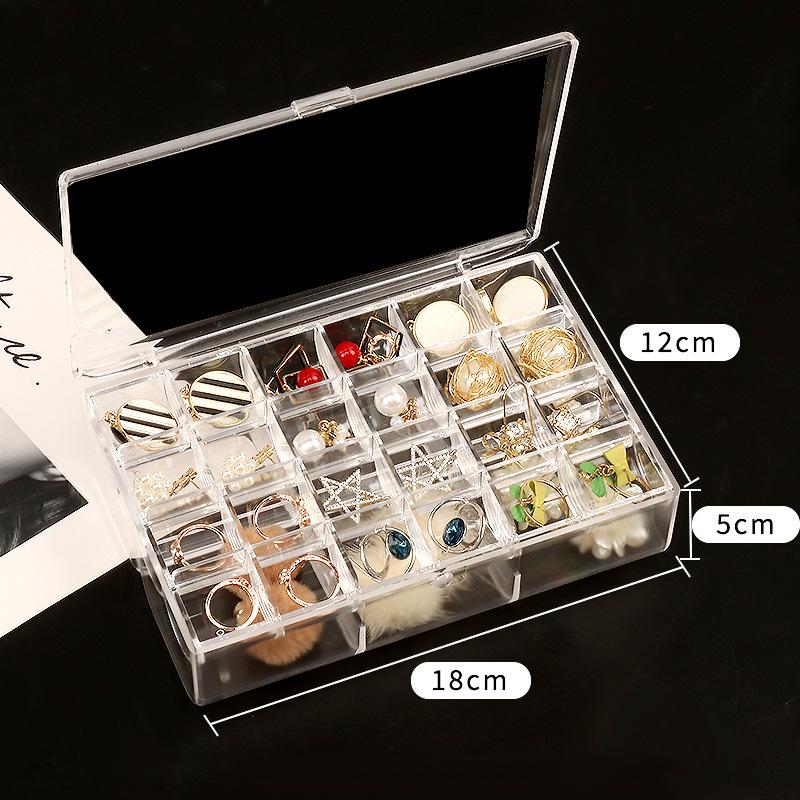 Cutie de depozitare pentru bijuterii multistrat cu 120 de grile și sertar rezistent la praf pentru cercei și cleme pentru urechi