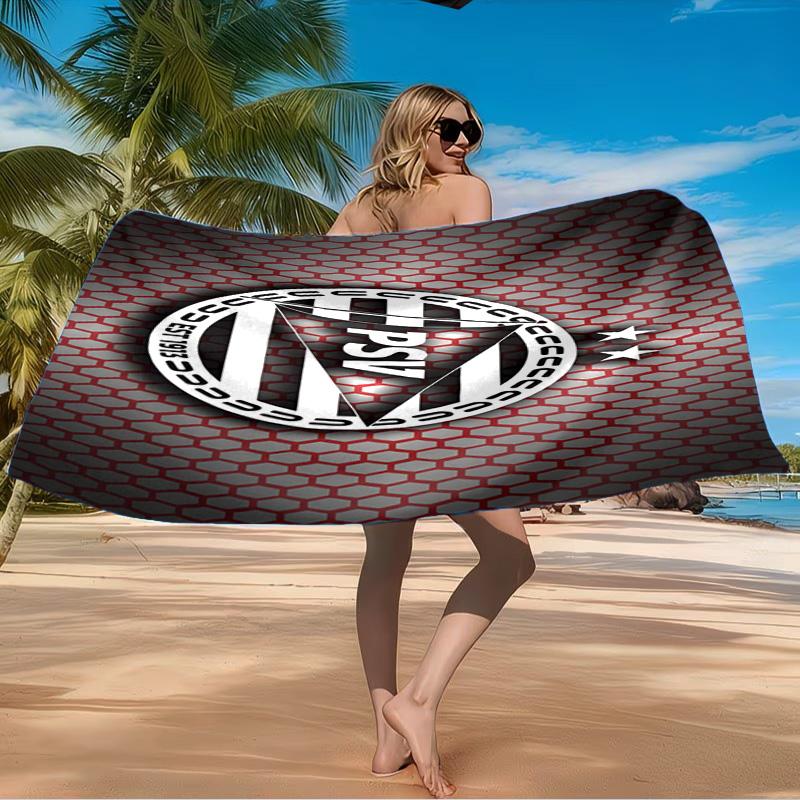 Asciugamano da Spiaggia con Stemma Psv Eindhoven in Microfibra, Leggero e Asciugatura Rapida, per Viaggi Estivi, Piscina, Regalo di Compleanno