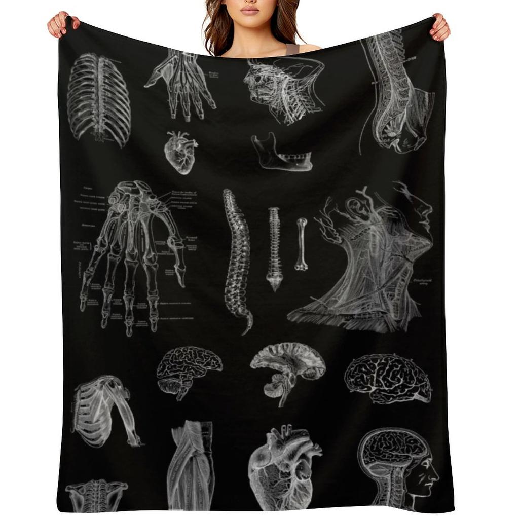 Vintage Anatomie Druck Überwurfdecke Personalisiertes Geschenk Vintage Flanell Schwere Decken