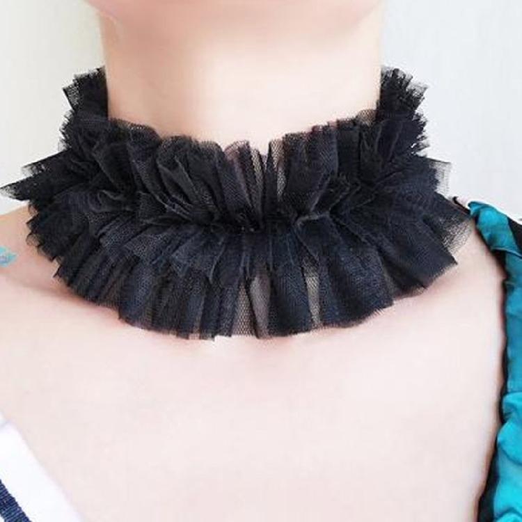 Vintage Renaissances Ruffled Mesh False Collar Victorian Gothic Neck Ruff Shawl Scarf Costume Cosplay Props for Women