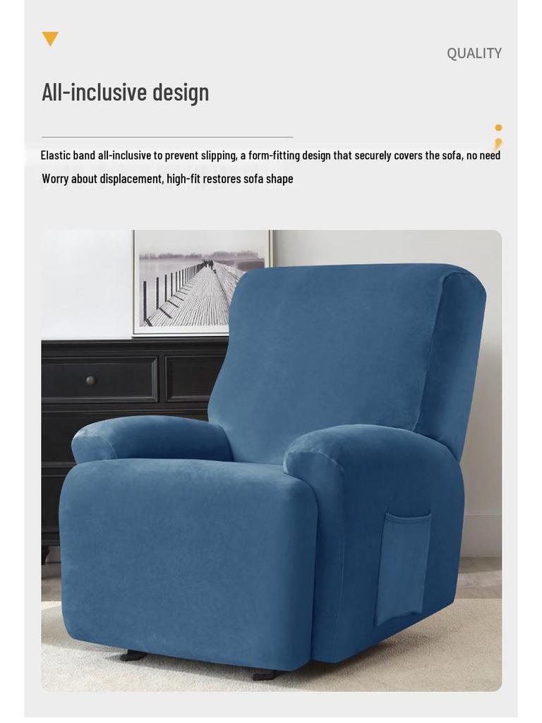 Thickened Stretch Split-Type Velvet Sofa Cover for Lazboy Bean Bag Sofas, Silver Fox