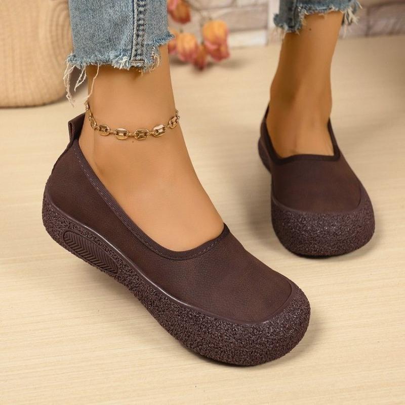 Mode Retro Flache Slipper Einzelne Schuhe Herbst Neu Runde Zehenpartie Flacher Ausschnitt Weiche Seite Bequem Leicht Weiche Sohle Low Top Schuhe