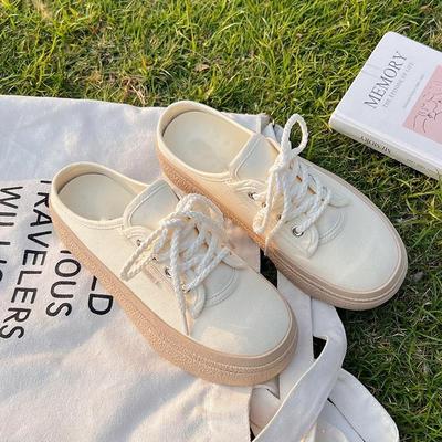 Mules Shoes Outside Off White Women's Slippers and Ladies Sandals with Strap Thick Sports Cotton Platform Slides Summer 2025 B F