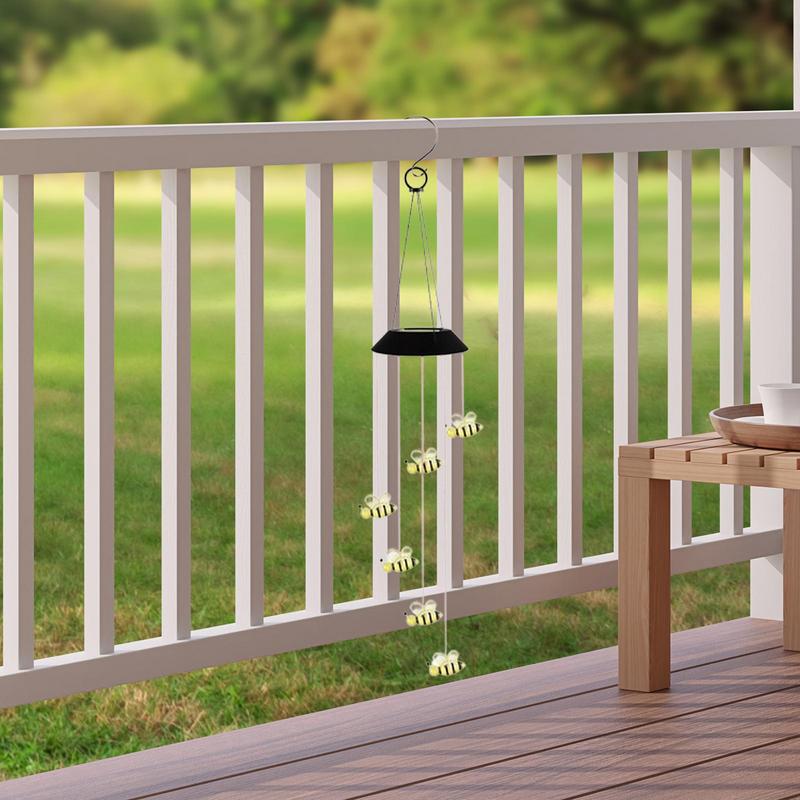 Solar Wind Chime Solar Wind Chime Lights Bee Design Waterproof Lighted Spinner Decorative Windchime Ornaments For Deck Home