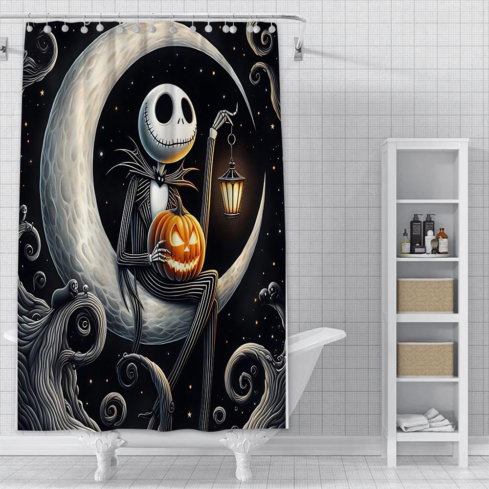 Dusche Jack Skellington Vorhang Wasserdicht Polyester Stoff Farbe Bunt Badezimmervorhänge Haus Badezimmer Dekor Vorhang Mit Haken