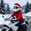 Cycling Helmet Decoration Christmas Santa Motorcycle Cover, Plush Claus Hat Xmas Cover for Decoration, Holiday Accessories Men Accessory