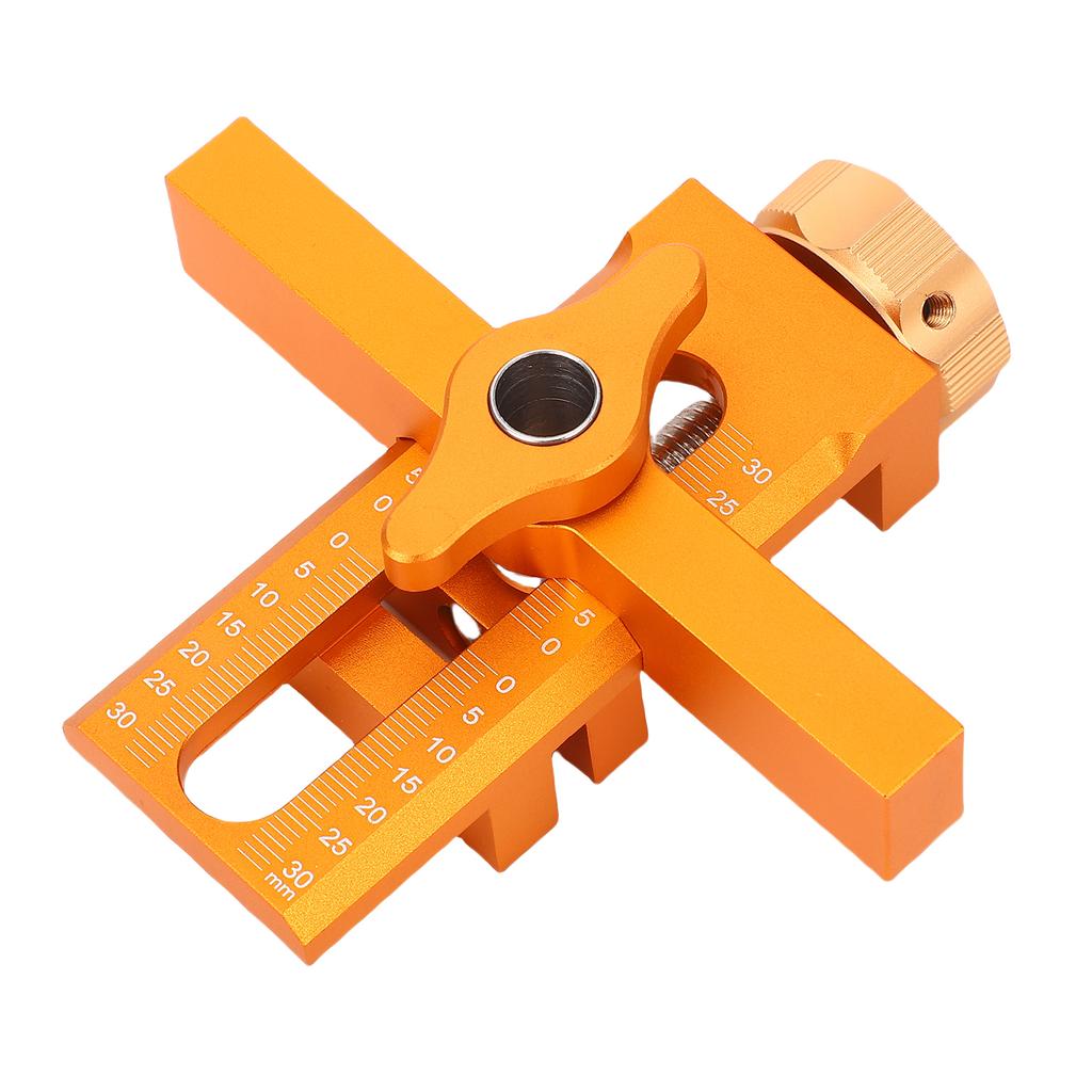 Cabinet Door Mounting Jig Aluminum Alloy Drillable Cabinet Door Positioner with 8mm Drill Bit for Woodworking Projects