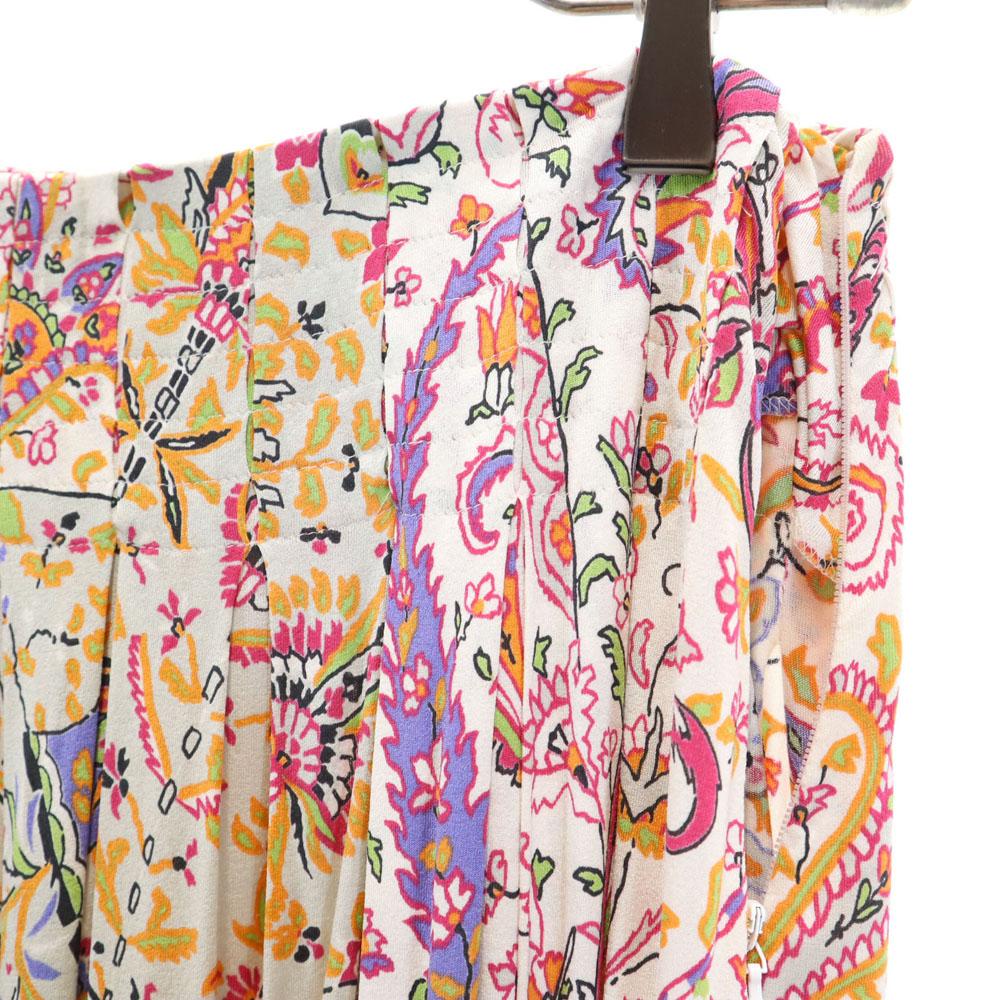 Etro Made In Italy Overall Handle Midi Length Pleated Skirt Waist Rubber Women Used