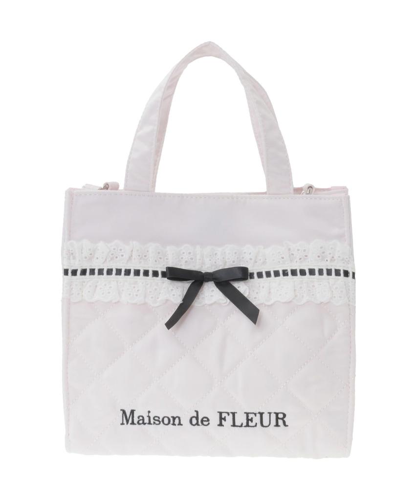 Maison de FLEUR Cotton Frill Tote Size Tote Bag 08001002700 2-Way Bag, Pink, F,