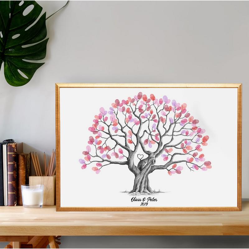 Fingerprint Tree Canvas Alternative Canvas Wedding Guest Book Fingerprint Tree Waterproof Creative DIY Sign-In Book for Party