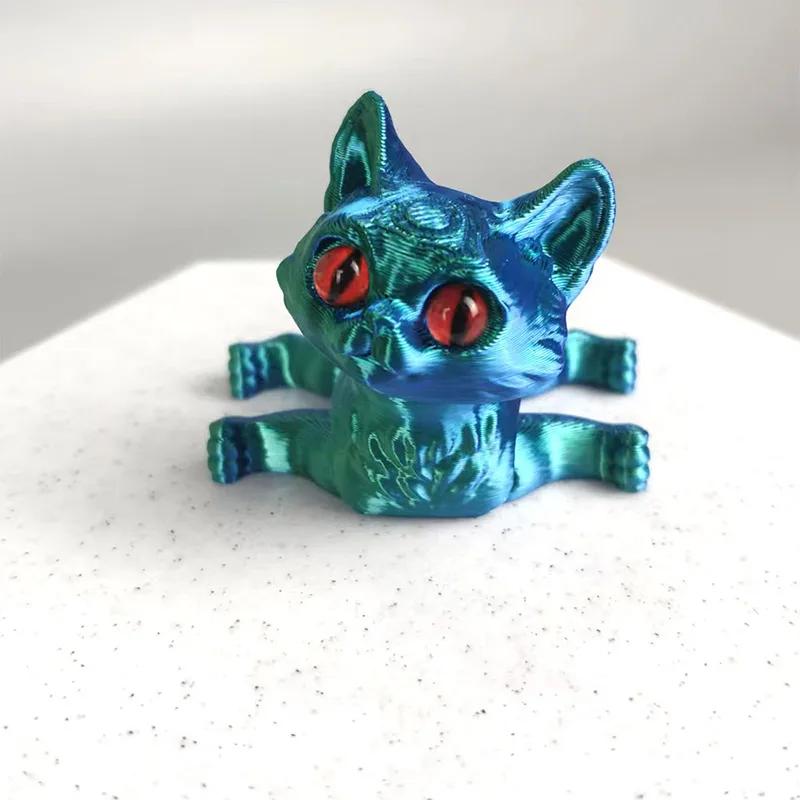 1PC 3D Printing Multi-joint Movable Muppet Cat Figures Model Cat Ornaments Home Desk Decoration for Kids Girls Gift