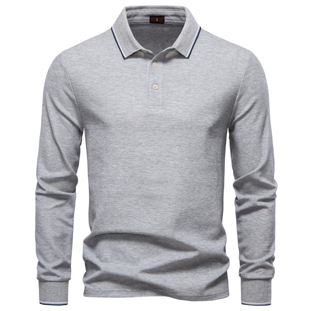 AIOPESON Men Fashion AIOPESON 2025 New Men's Polo Shirts for Men Cotton Solid Color Long Sleeve Polo Desinger Social Luxury Touch Male EUR XL 85-95kg