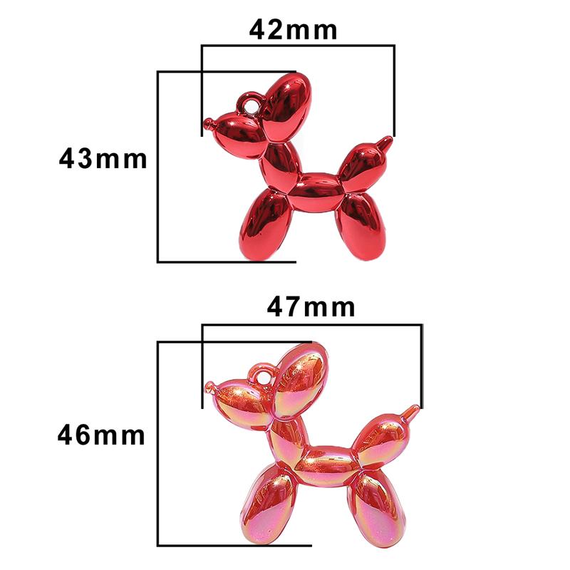 1/2pcs Acrylic Electroplated UV Balloon Dog Pendant Charms for DIY Jewelry Earring Bracelet Making