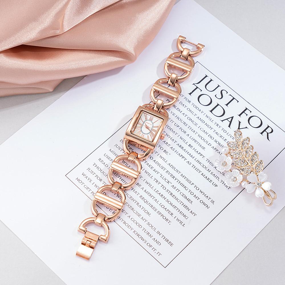 Fashion Watch Rectangle Ladies Watch Roman Face Bracelet Quartz Waterproof Watch Fashion